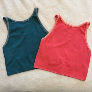 Athleta, 2 Aurora Seamless High Neck Crop Tanks, Size Small